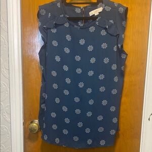 LOFT Blue & White Floral Sleeveless Top